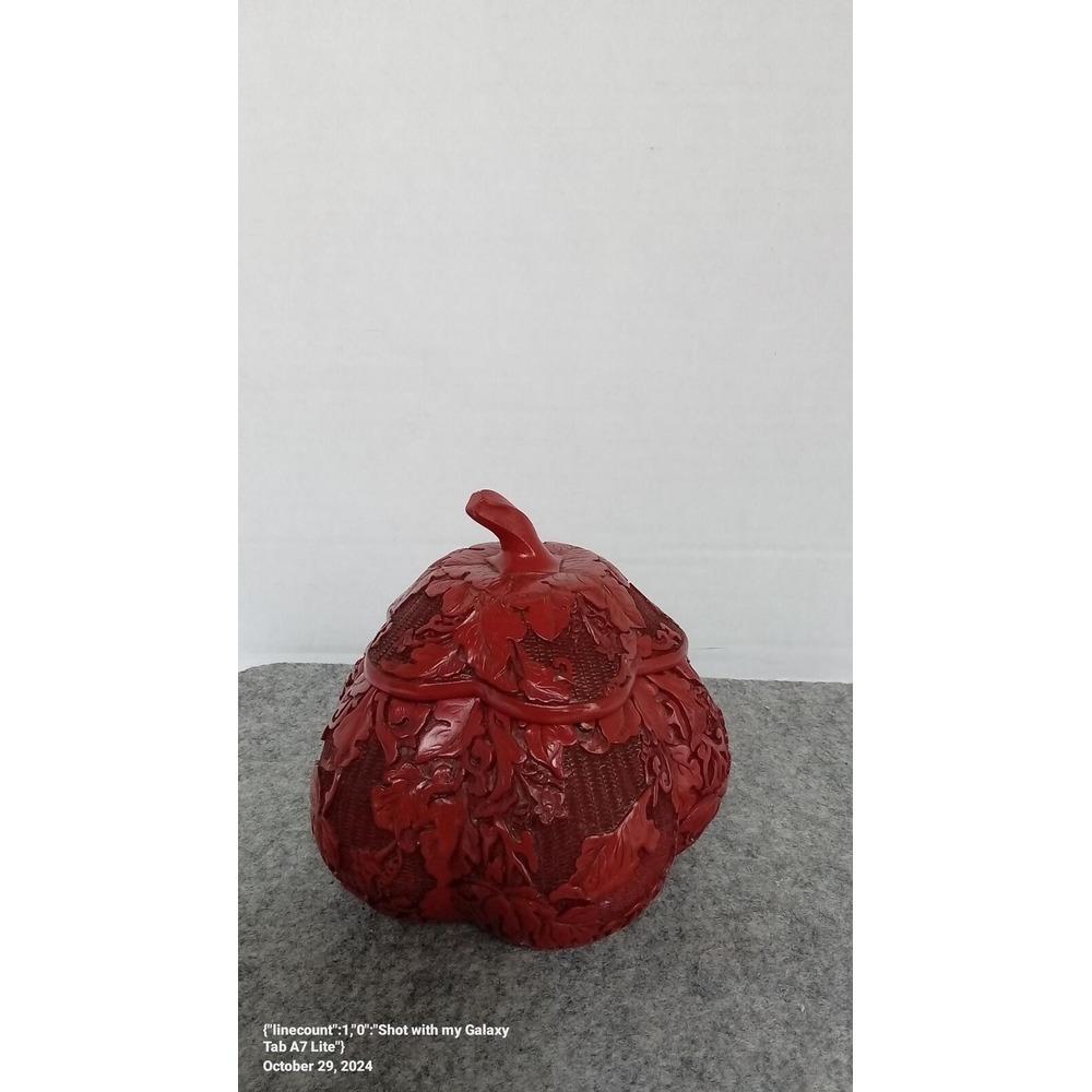 Red Lacquerware Pumpkin Trinket Box Decorative Container with Lid